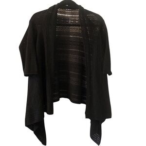 LINE the Label Black Knit Women's Cashmere Waterfall Cardigan Sue Large NWOT